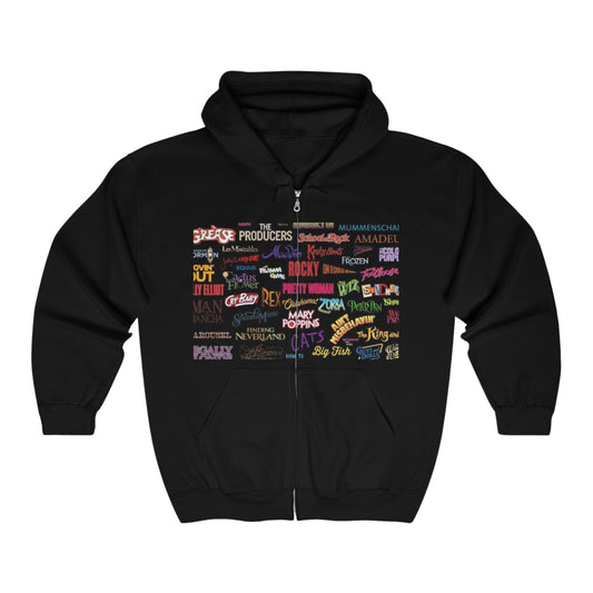 Broadway Collage Hoodie, Broadway Full Zip Hooded Sweatshirt, Broadway Hooded Jacket, Broadway Sweater, Broadway Zip Up Sweatshirt