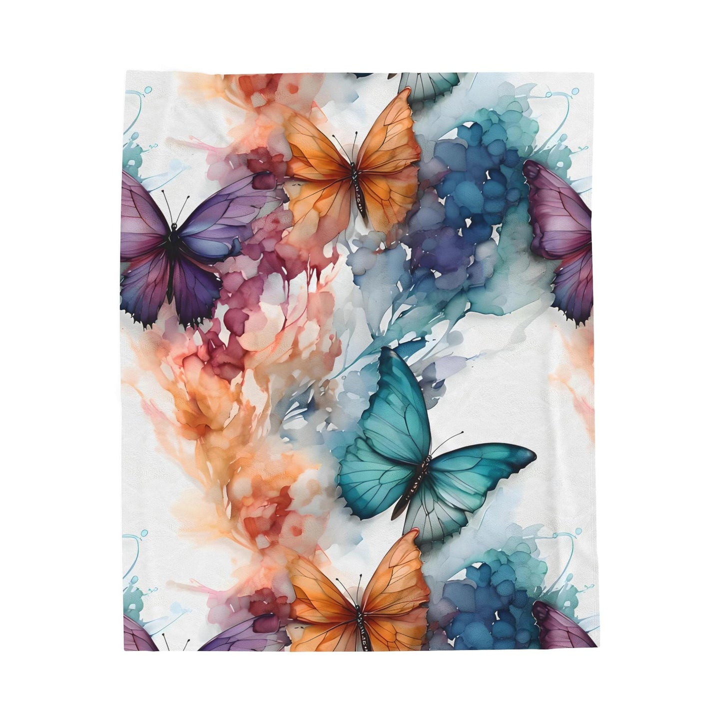 Boho Butterflies Velveteen Plush Blanket. Gift for her, Gift for him.