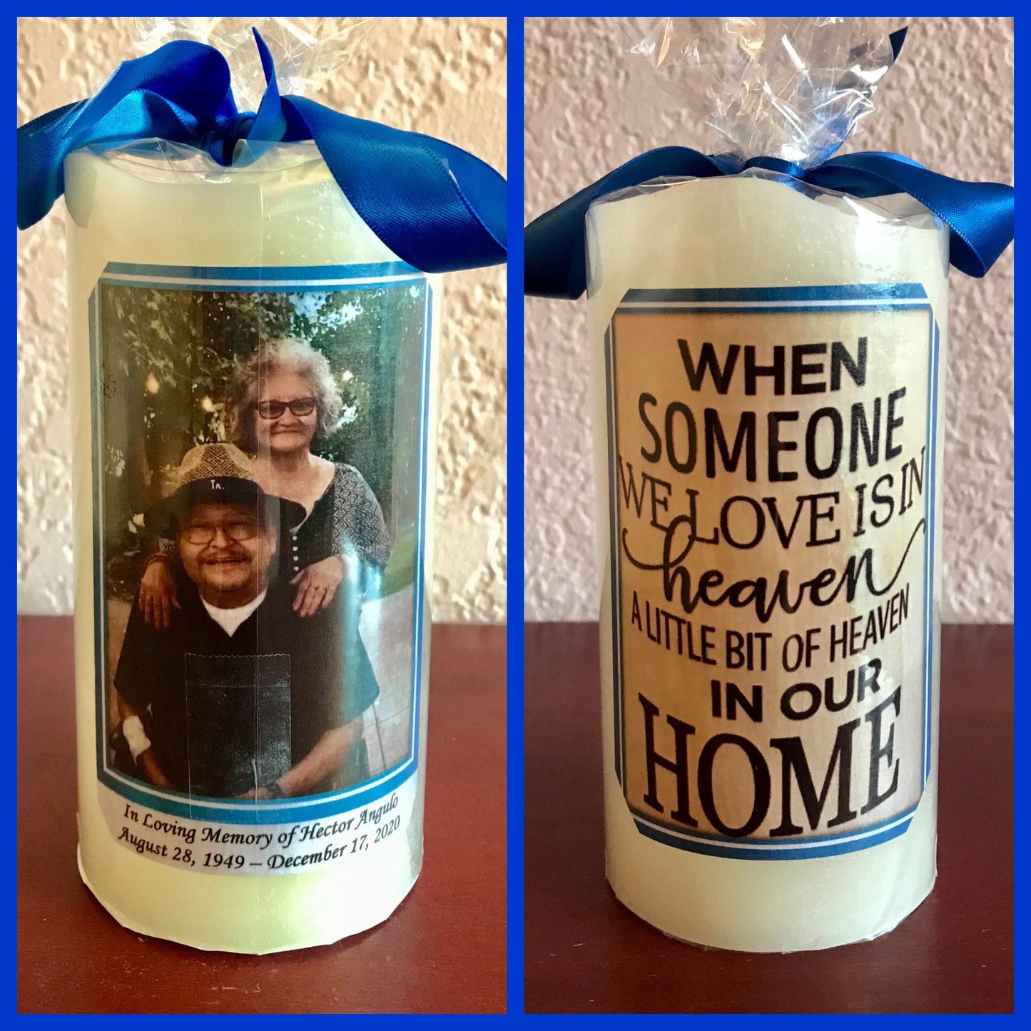 Wife Memorial Flameless Pillar Candle with Timer. Personalized Gifts, includes Photo and Poem. Explore Now!