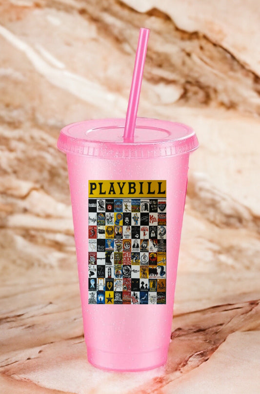 Playbill Glitter Cup. Gift for her. Gift for him. Perfect Gift For Musical Theater Lover.