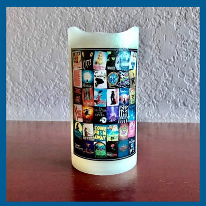 Broadway Musical Theater Unscented Pillar LED Flameless Candle w Timer. Musical Theater Fan Will Love Their Broadway Candles. Explore Now!