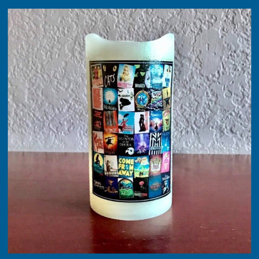 Broadway Musical Theater Unscented Pillar LED Flameless Candle w Timer. Musical Theater Fan Will Love Their Broadway Candles. Explore Now!