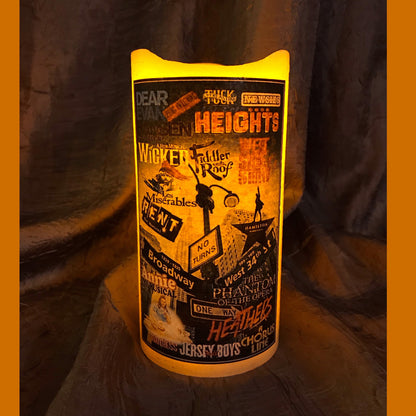 Broadway Musical Theater Unscented Pillar LED Flameless Candle w Timer. Explore Now!