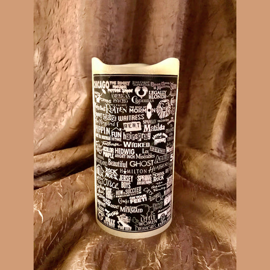 Broadway Musical Unscented Theater Pillar LED Flameless Candle w Timer. Musical Theater Fan will Love Their Candles. Explore Now!