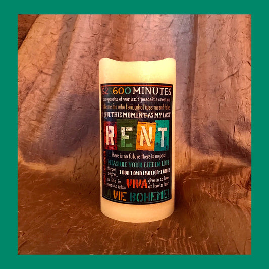 Handmade Broadway Rent Musical Theater Unscented Flameless Candle w Timer. Broadway Fan will love their Broadway Candles. Explore Now!