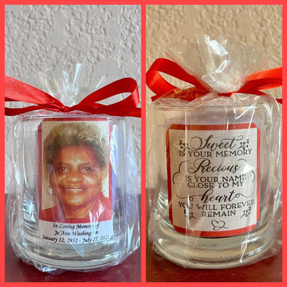 Memorial, Sympathy, Customized Candle holders. Levender or unscented Candle is included. Memorial, Sympathy, Keepsakes Gift.