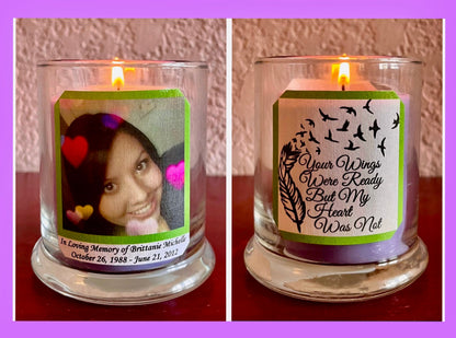 Daughter Memorial, Sympathy, Customized Candle holders. Levender or unscented Candle is included. Memorial, Sympathy, Keepsakes Gift.