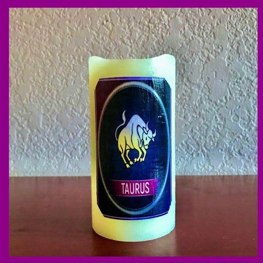 Taurus Zodiac Flameless Candle.  Gift for yourself, family and friends. Birthday, Zodiac, Horoscope, Astrology Fan will love your gift!