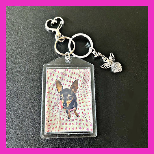 Pet Angel Personalized Double Sided Photo Keychain.