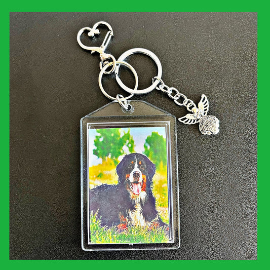 Dog, Pet Guardian Angel Personalized Double Sided Keychain.