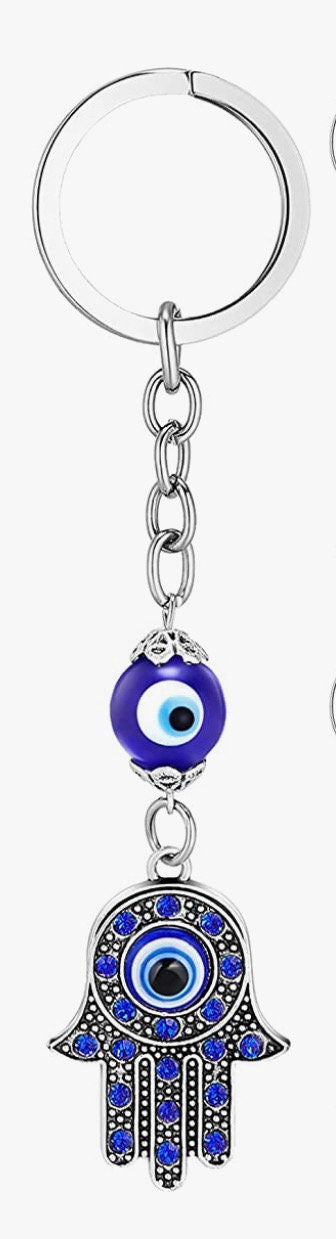 Dog, Cat, Pet, Hamsa Hand with Evil Eye  Protection,  Personalized Double Sided Keychain. Beautiful accessories for purses, backpacks, Keys