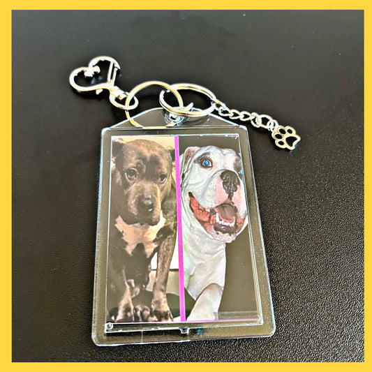 Paw Print Personalized Double Sided Photo Keychain.