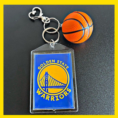 Golden State Warriors Silver Keychain Personalized Double Sided Photo with Football. Great accessories for purses, backpacks, Keys etc.