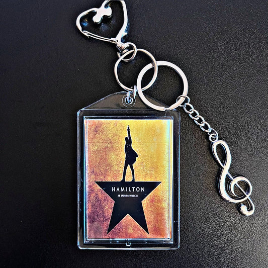 Hamilton Keychain, Personalized Double Sided Photo with Music Key. Great accessories for purses, backpacks, Keys etc.