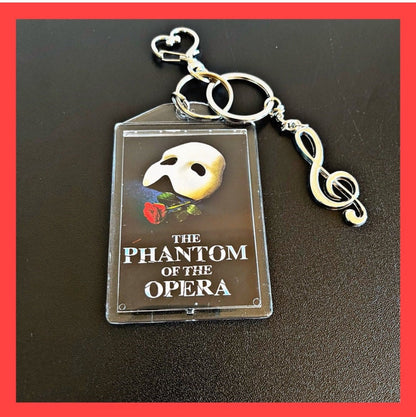 Phantom of the Opera , Personalized Double Sided Photo with Music Key. Great accessories for purses, backpacks, Keys etc.