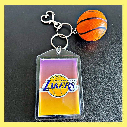 LA Lakers Silver Keychain Personalized Double Sided Photo with Football. Great accessories for purses, backpacks, Keys etc.