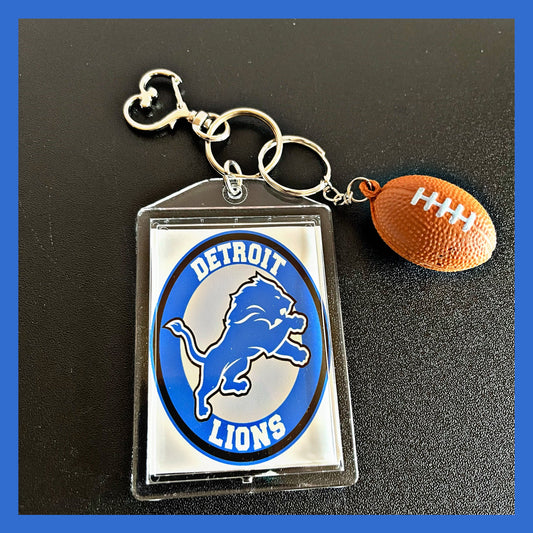 Football Keychain, Personalized Double Sided Photo with Football. Great accessories for purses, backpacks, Keys etc.