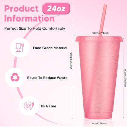 Personalized Glitter Cup with Straw. Gift for her.