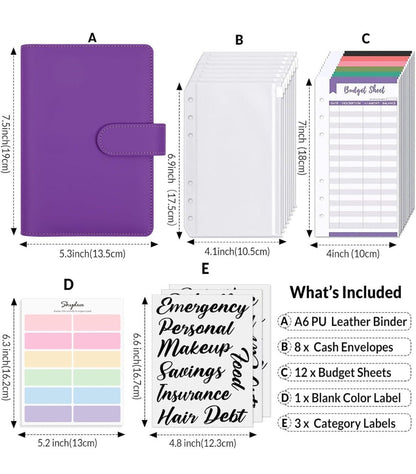 Tulips Budget Binder w Zipper Envelopes, Cash Envelopes, and Expense Budget Sheets, along with a handy To-Do List for effective budgeting.