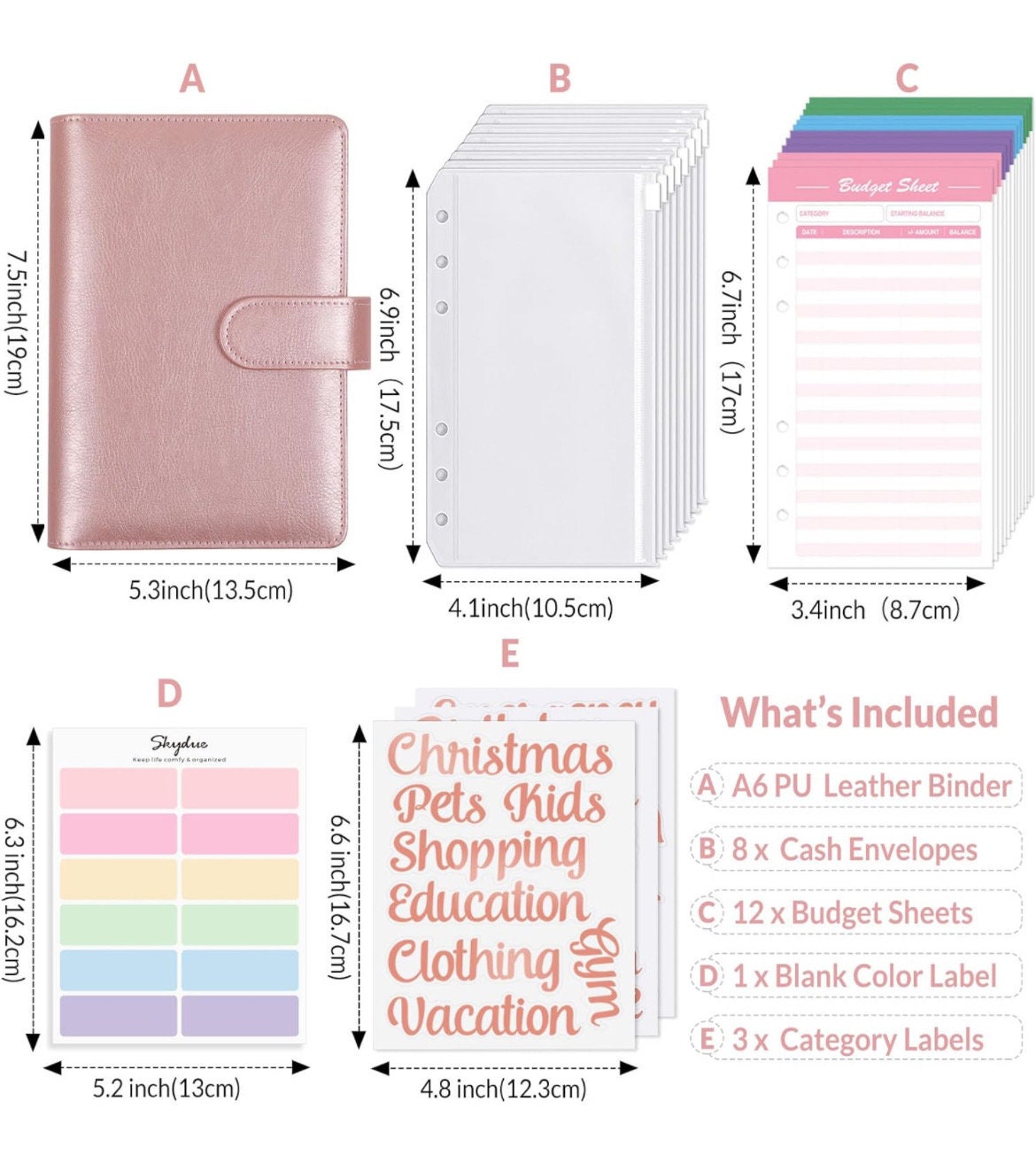 Personalized Budget Binder, Money Saving Binder w Zipper Envelopes, Cash Envelopes, Expense Budget Sheets for Budgeting and To Do List.