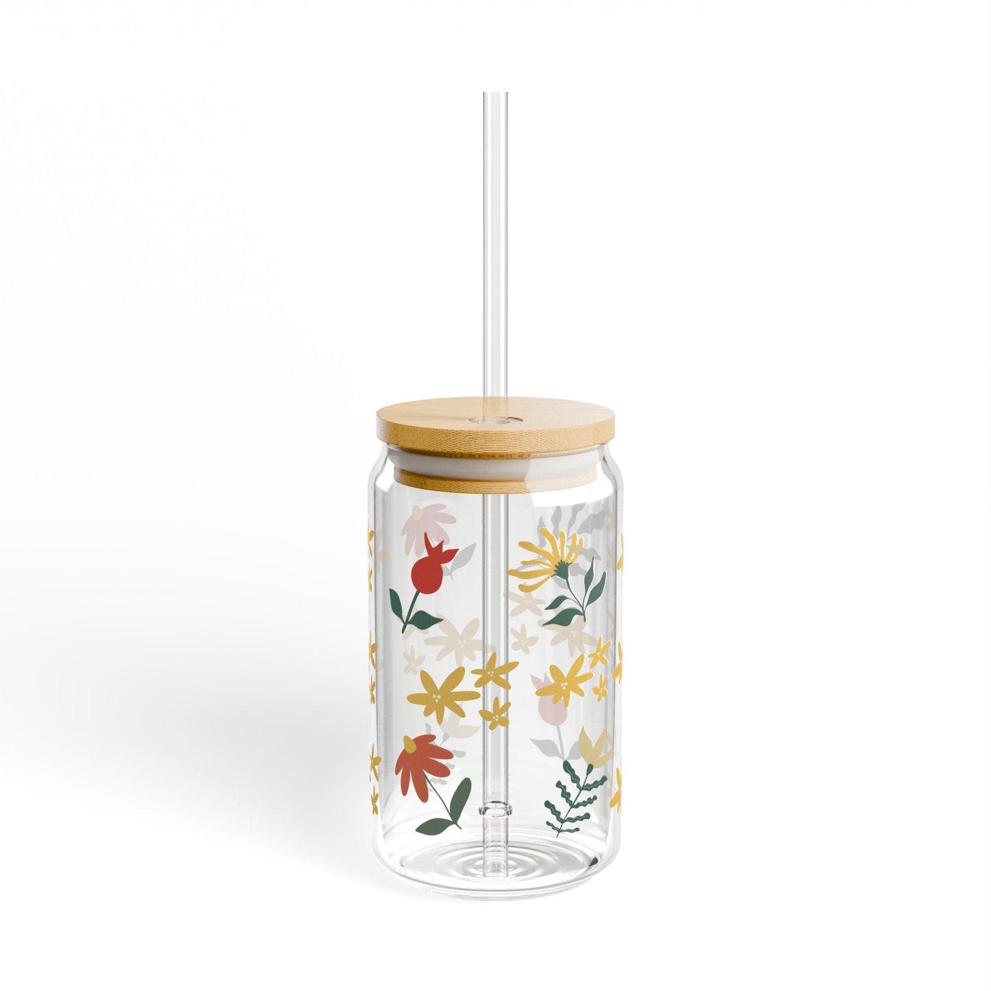 Autumn Flowers Sipper Glass, 16oz