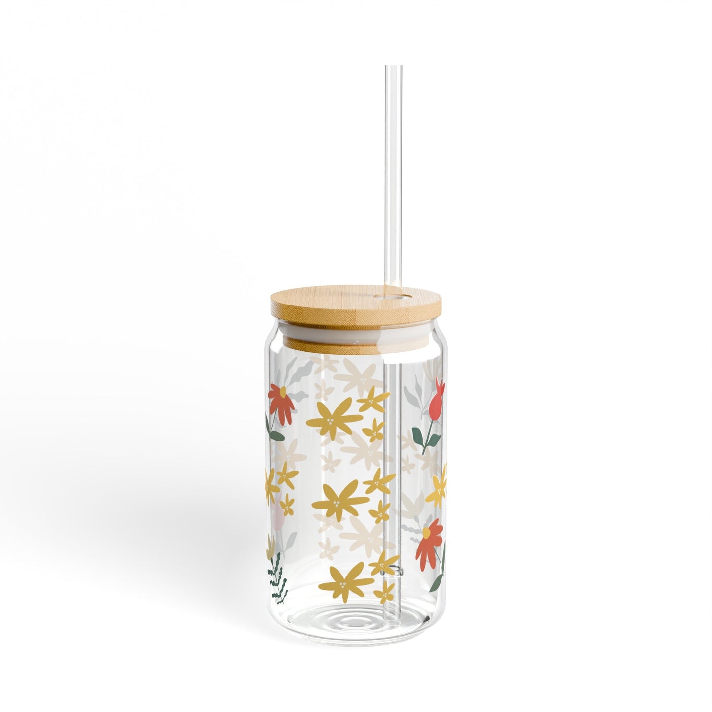 Autumn Flowers Sipper Glass, 16oz