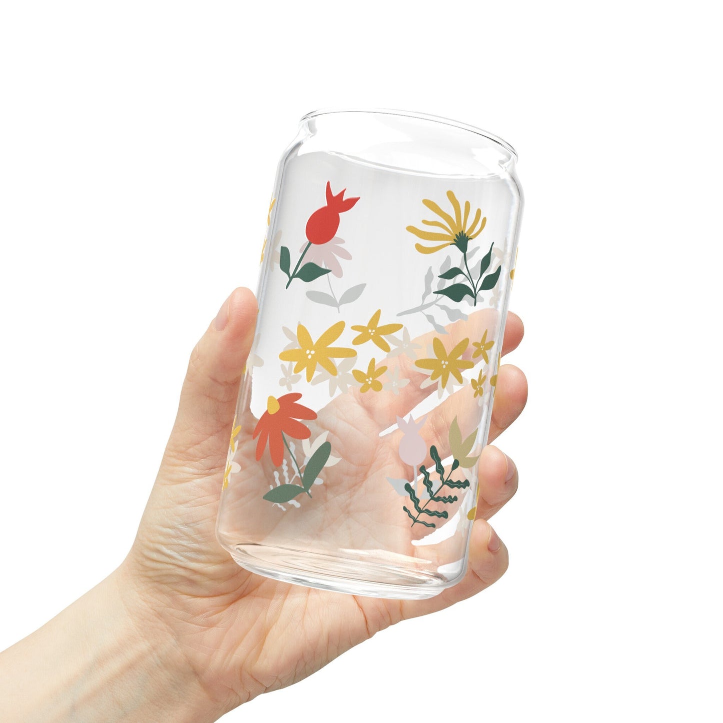 Autumn Flowers Sipper Glass, 16oz