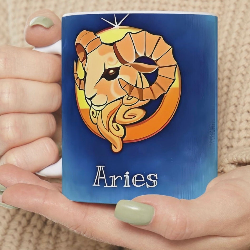 Aries Zodiac Ceramic Mug, (11oz, 15oz). Perfect Gift for Astrology Enthusiasts. Gift for Her, Gift for Him.