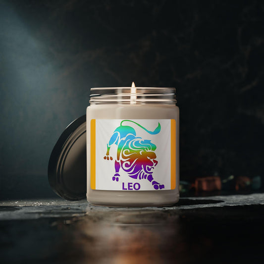 Leo Zodiac Sign - Scented Soy Candle, 9oz. Gift for her. Gift for him.