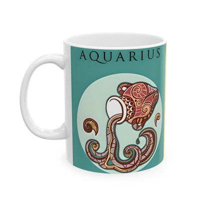 Aquarius Zodiac Ceramic Mug, (11oz, 15oz). Perfect Gift for Astrology Enthusiasts. Gift for Her, Gift for Him.