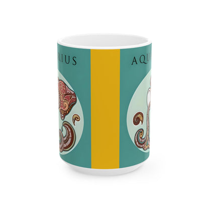 Aquarius Zodiac Ceramic Mug, (11oz, 15oz). Perfect Gift for Astrology Enthusiasts. Gift for Her, Gift for Him.