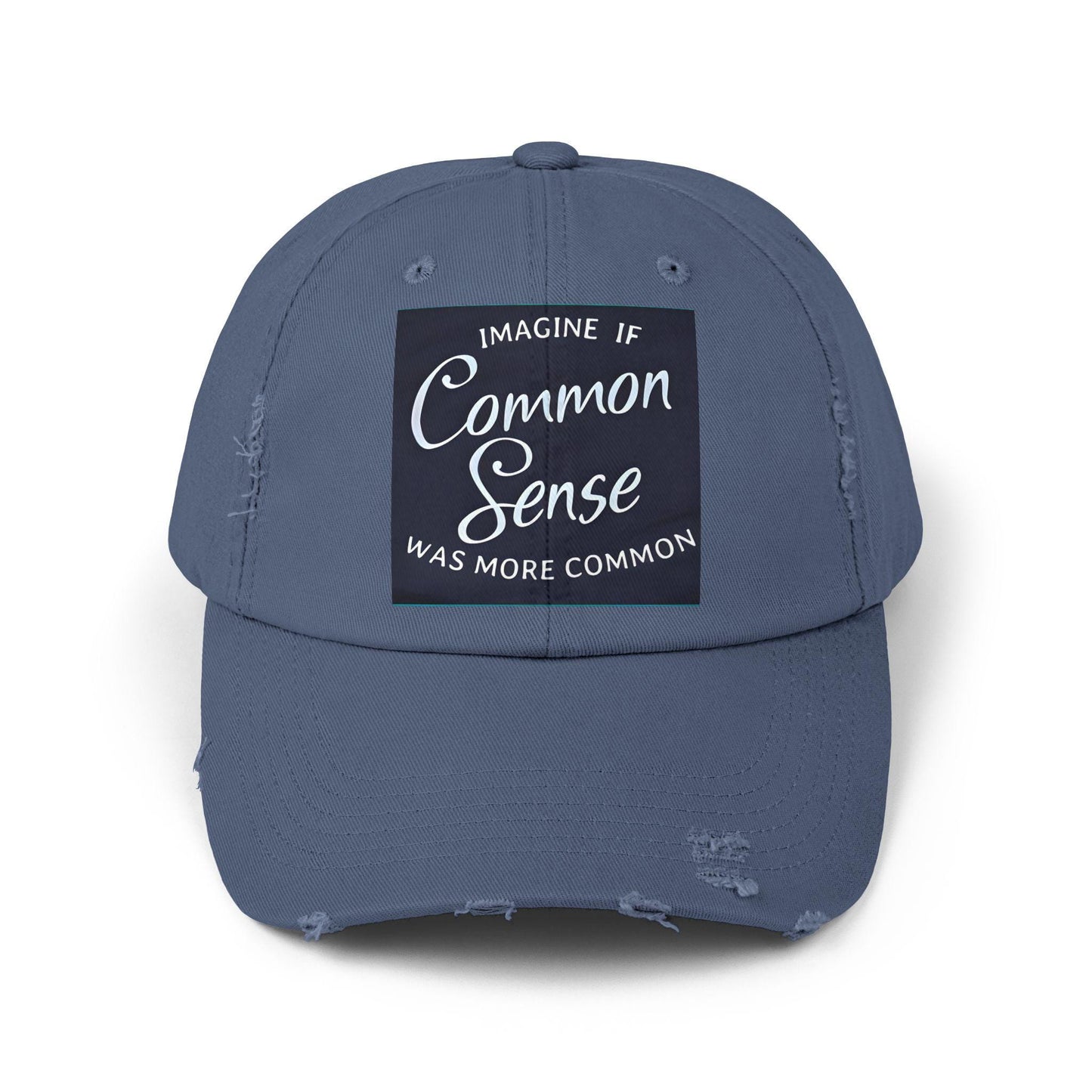 Imagine if Common Sense Was More Common - Unisex Distressed Cap. Gift for Her. Gift for Him.