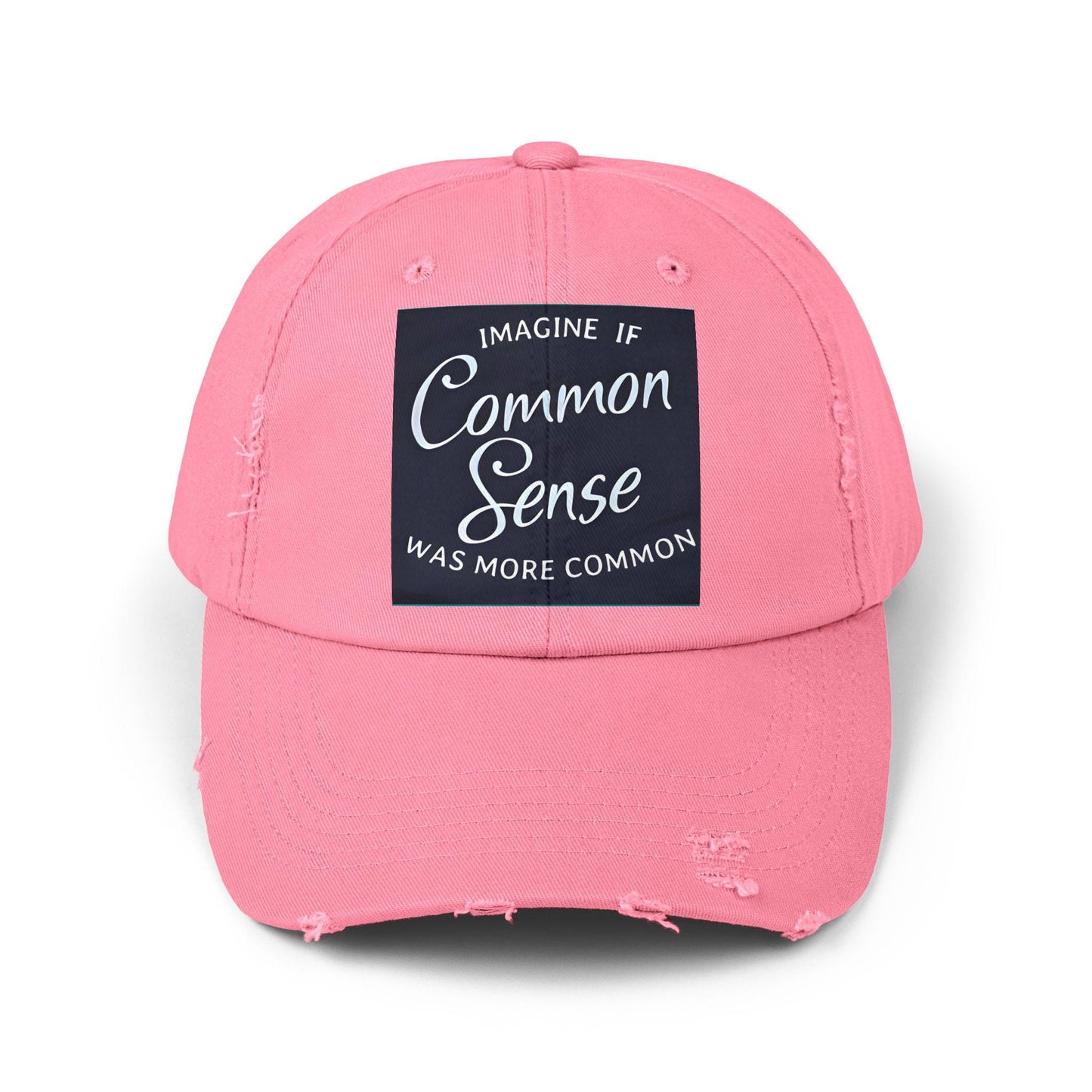 Imagine if Common Sense Was More Common - Unisex Distressed Cap. Gift for Her. Gift for Him.