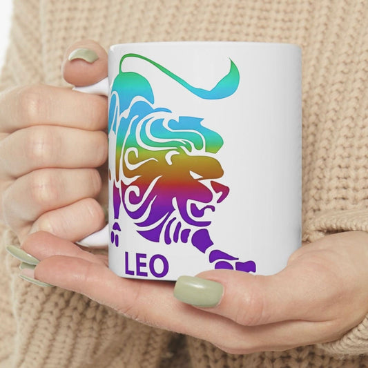 Leo Zodiac Ceramic Mug, (11oz, 15oz). Perfect Gift for Astrology Enthusiasts. Gift for Her, Gift for Him.