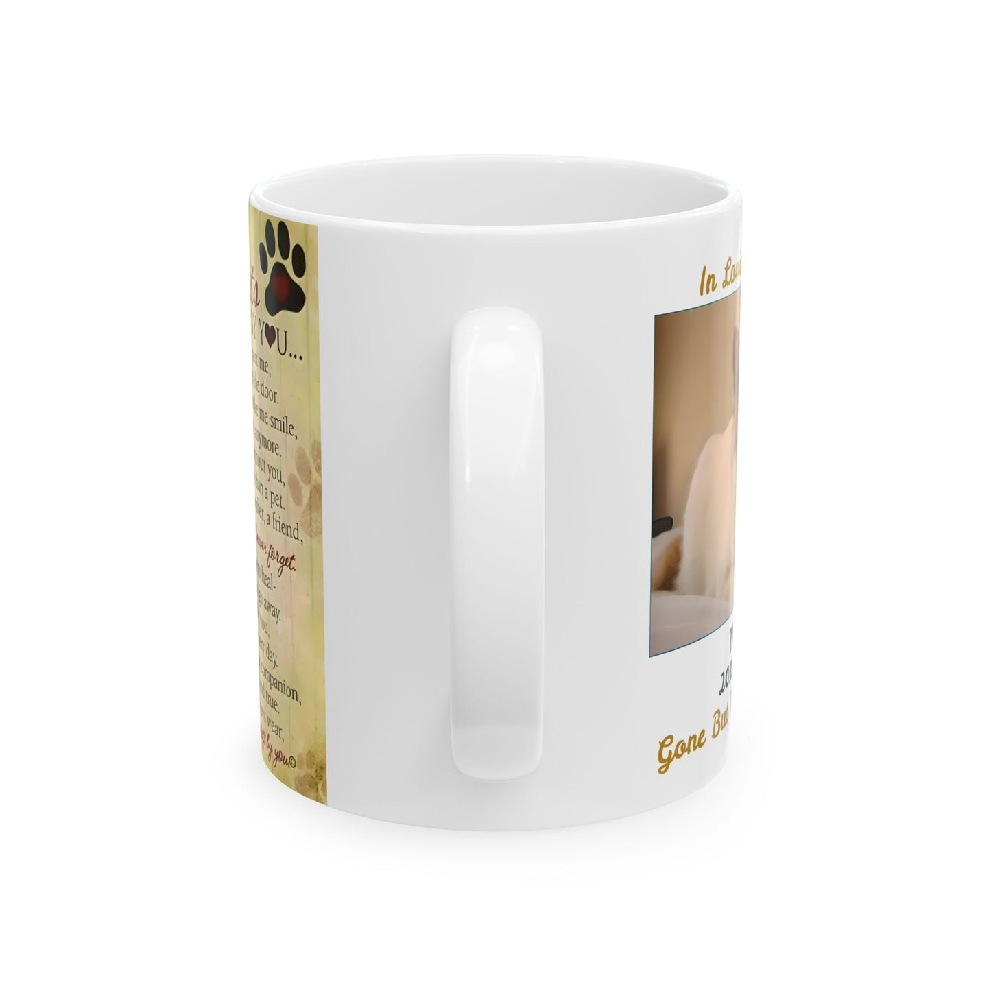 Personalized Memorial Ceramic Mug with Photo and Poem (available in 11oz & 15oz). A heartfelt gift to honor and cherish a loved one.