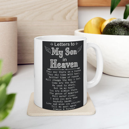 Personalized Son Memorial Ceramic Mug With Photo and Poem, (11oz, 15oz). Gift for her. Gift for Him.