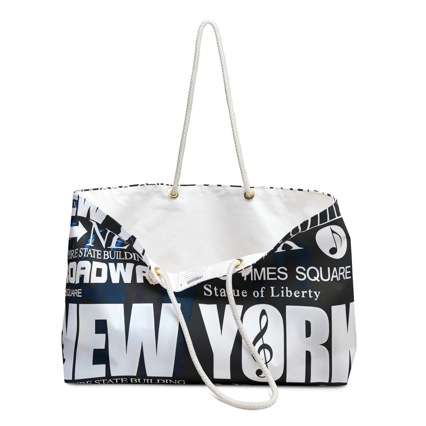 New York Collage Weekender Bag | Stylish Travel Tote | Multi-Pattern Overnight Bag | Perfect Gift for Theater Lovers