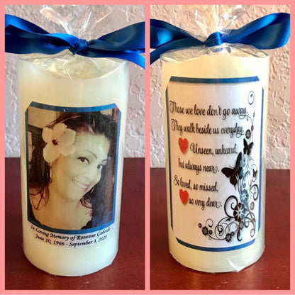 Candle  Memorial Customized Glass Candle holders. Lavender, Vanilla  or unscented Candle is included. Order yours today!