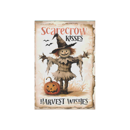 Scarecrow Kisses Harvest Wishes Garden and House Banner. Elegant Weather-Resistant Cat Design for Outdoor and Indoor Decor.