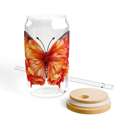 Boho Butterfly Sipper Glass, 16oz.  durable, sleek, and perfect for refreshing cocktails, juices, or any beverage you fancy.