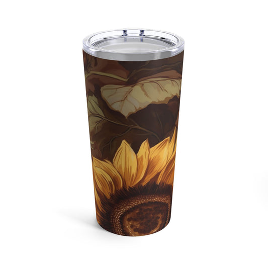 Sun Flowers Floral Tumbler, Colorful Watercolor Art, Unique Kitchen Decor Gift, Trendy Present, 20oz Cup