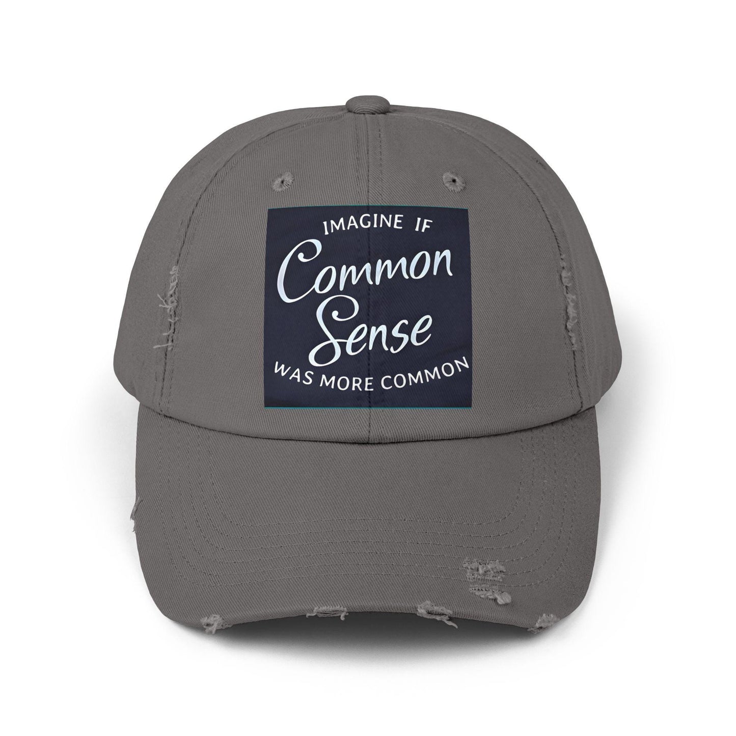 Imagine if Common Sense Was More Common - Unisex Distressed Cap. Gift for Her. Gift for Him.