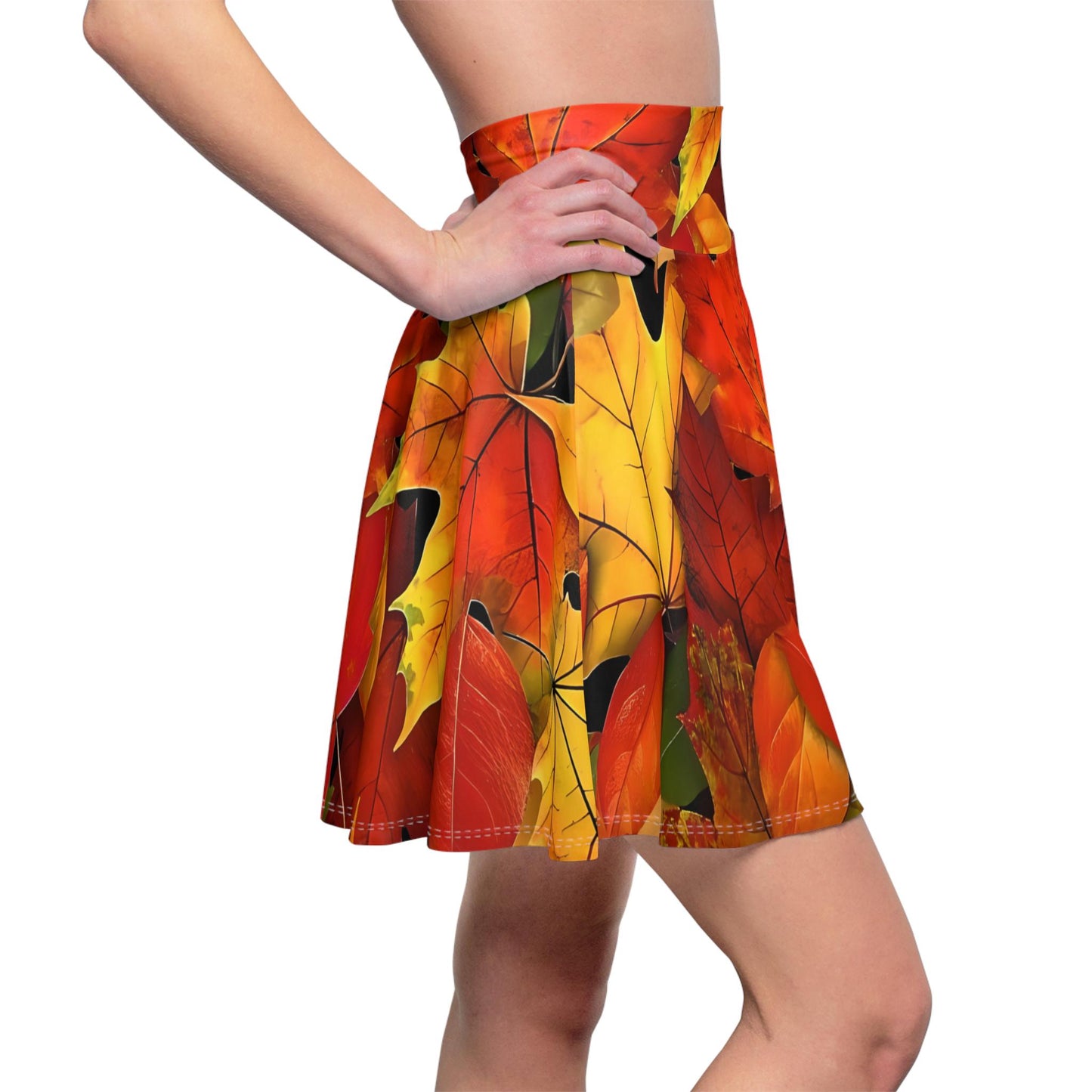 Autumn Leaves Women's Skater Skirt | A-Line Mini Skirt |Autumn Leaves Print | High-Waisted Skirt | Flirty & Fun.