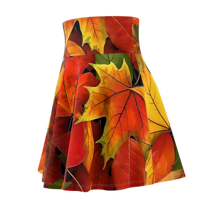 Autumn Leaves Women's Skater Skirt | A-Line Mini Skirt |Autumn Leaves Print | High-Waisted Skirt | Flirty & Fun.