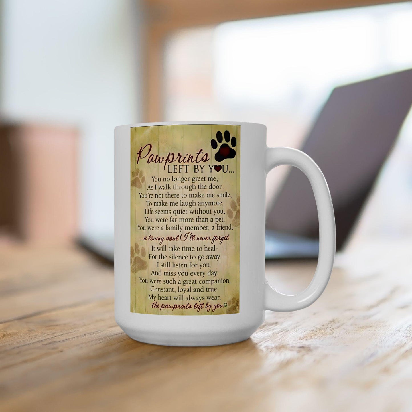 Personalized Memorial Pet Ceramic Mug with Photo and Poem - 11oz and 15oz Options - Heartfelt Gift for Her or Him.