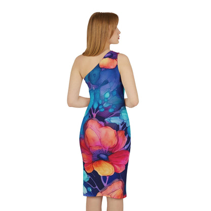 Floral Shoulder Dress - Elegant and Chic | Perfect for Summer Events | Comfortable and Flattering Fit | Trendy Floral Pattern.