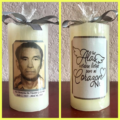 Candle  Memorial Customized Glass Candle holders. Lavender, Vanilla  or unscented Candle is included. Order yours today!