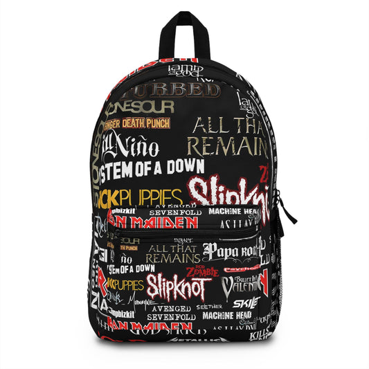 Heavy Metal Collage Backpack - Gift for Her, Gift for Him, Alternative School Bag, Rock Music Lover, Edgy Travel Backpack