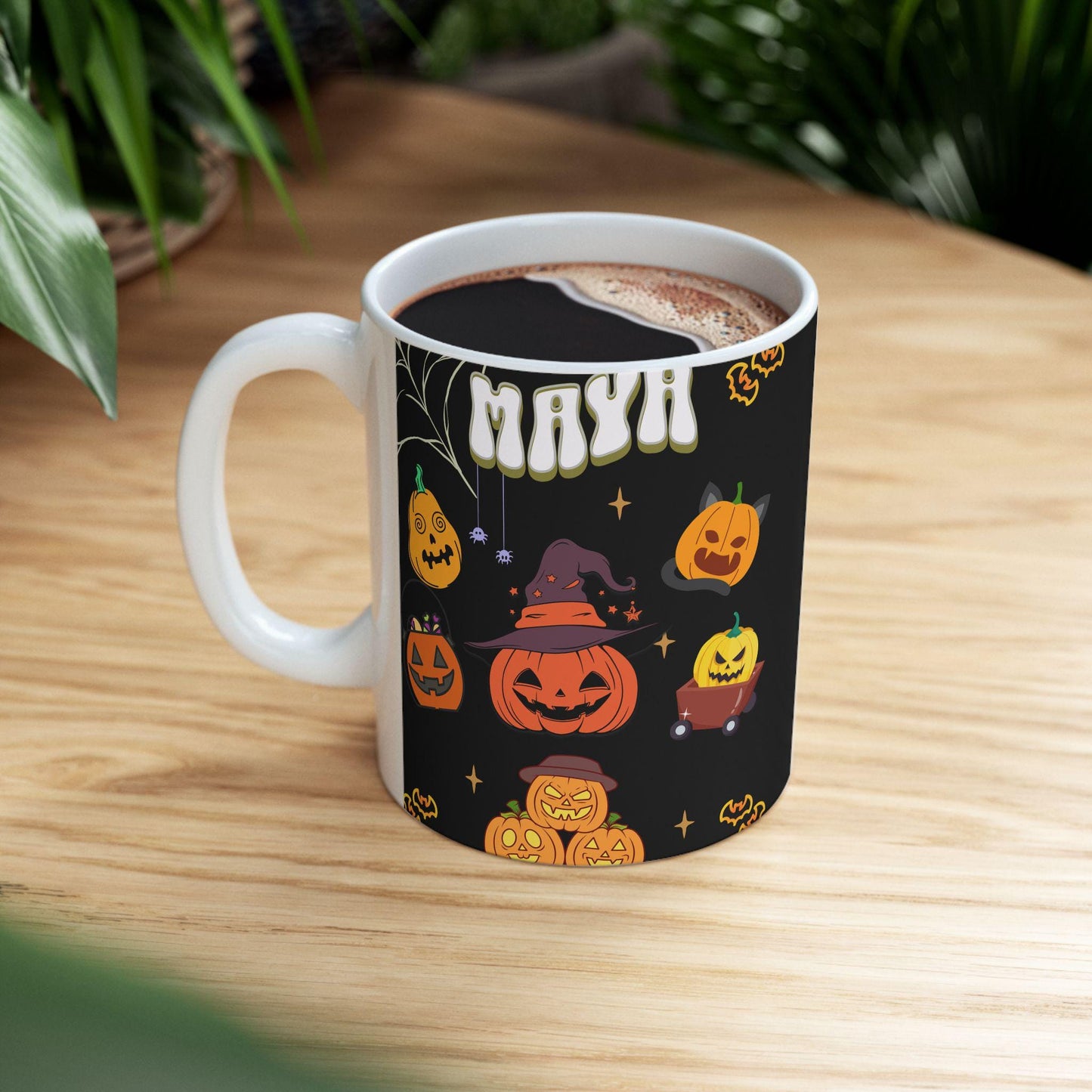 Personalized Halloween Mug – Custom Name Ceramic Mug – Spooky Season Gift – Perfect for Halloween Enthusiasts.  11 oz. 15 oz)