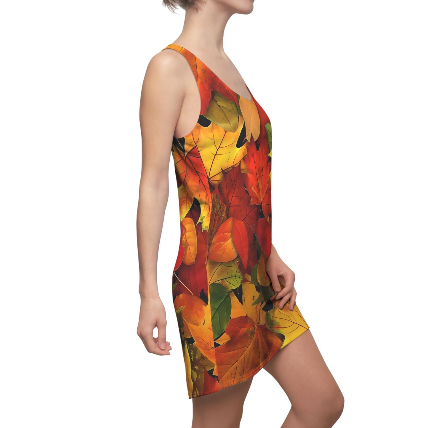 Autumn Leaves Women's Cut and Sew Racerback Dress, Perfect Gift for Her.